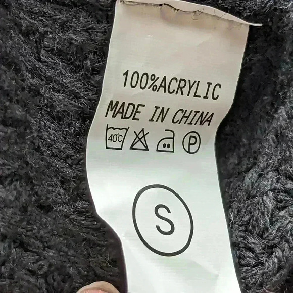 CHUNKY KNIT WINE Black OPEN CARDIGAN SWEATER Size Small NWT Oversized C+D+M - Picture 8 of 9